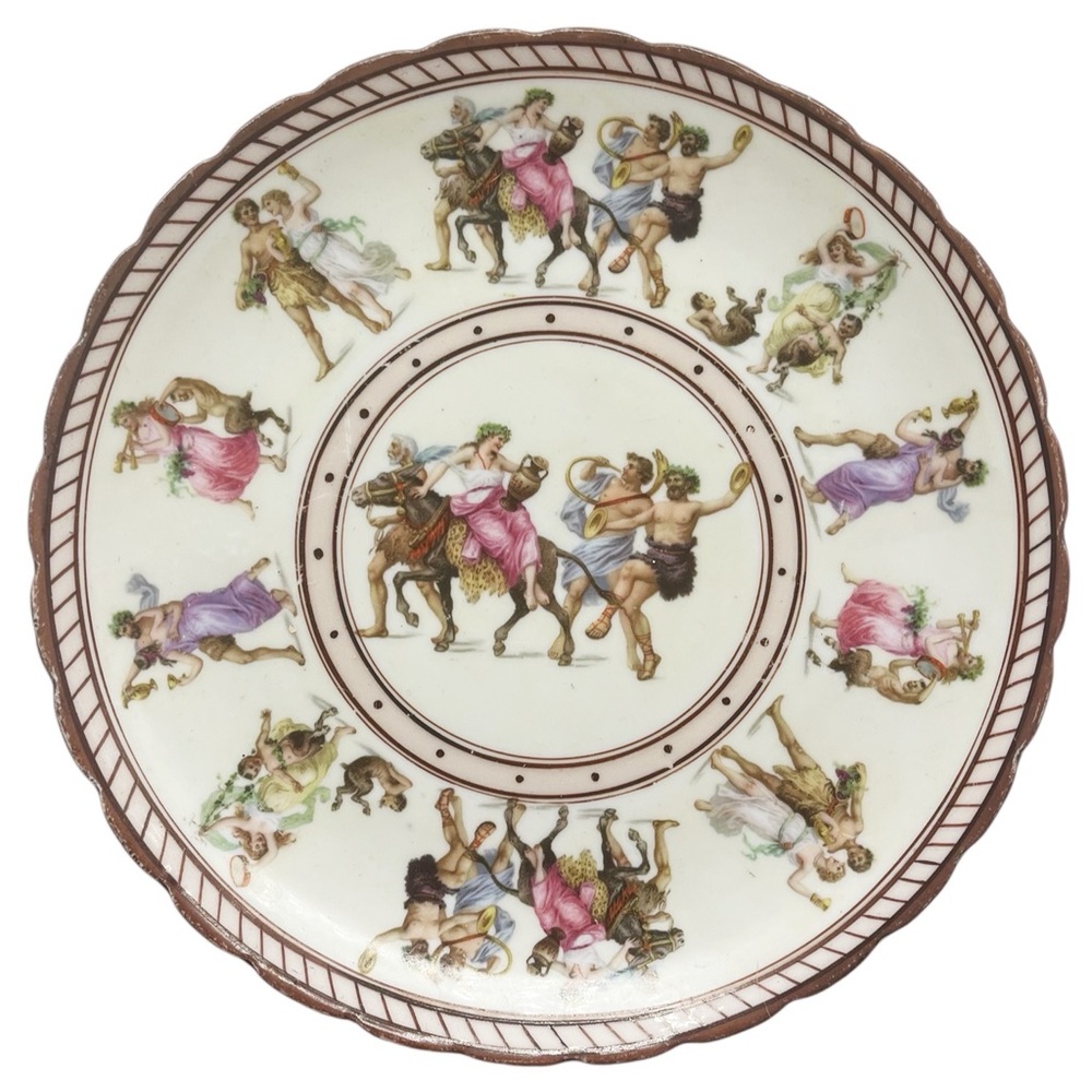 Vintage Bavaria Germany Neo-Classical Scene Partially Painted Decorative Plate